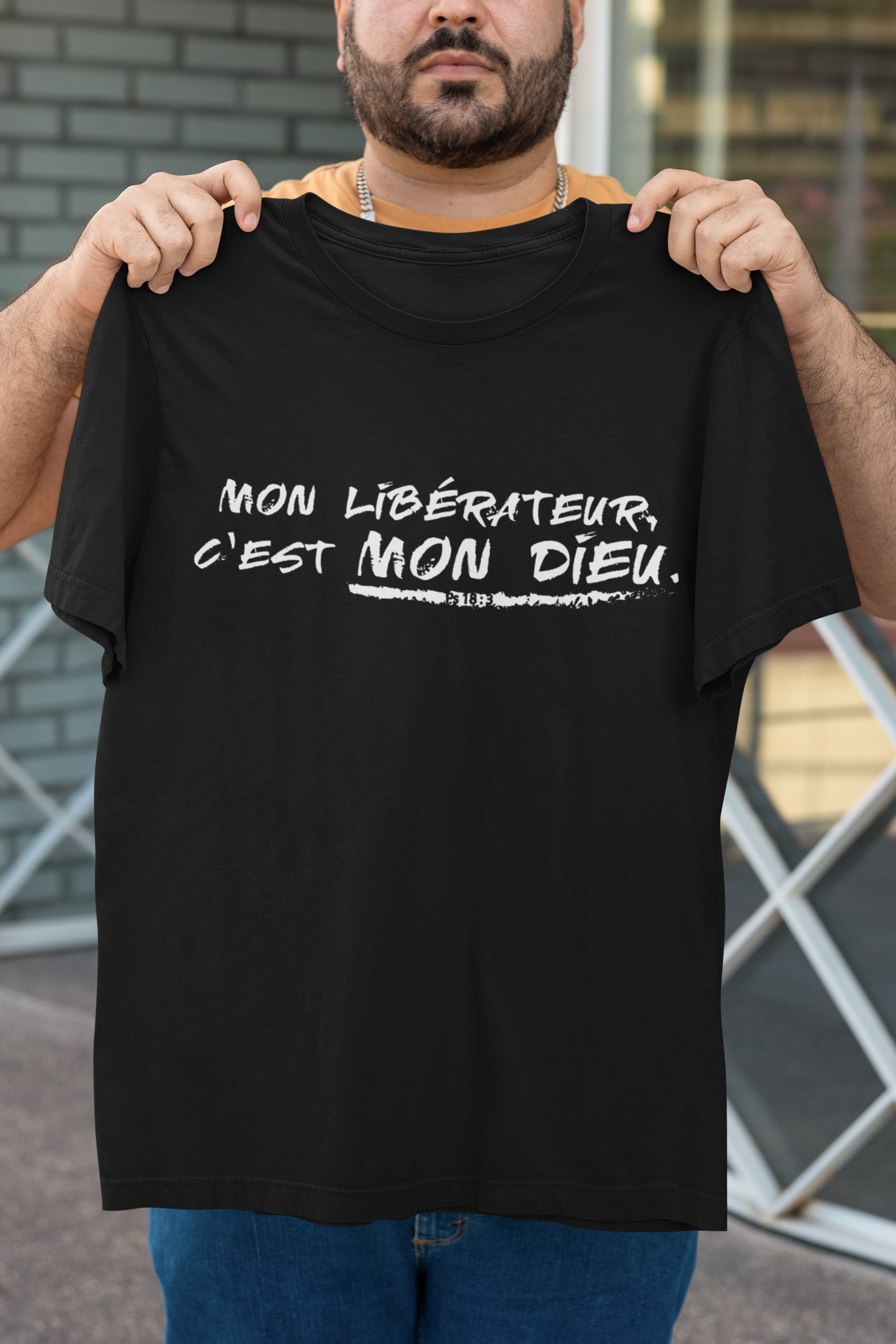 T-shirt unisexe « Mon libérateur, c'est mon Dieu », couleurs foncées