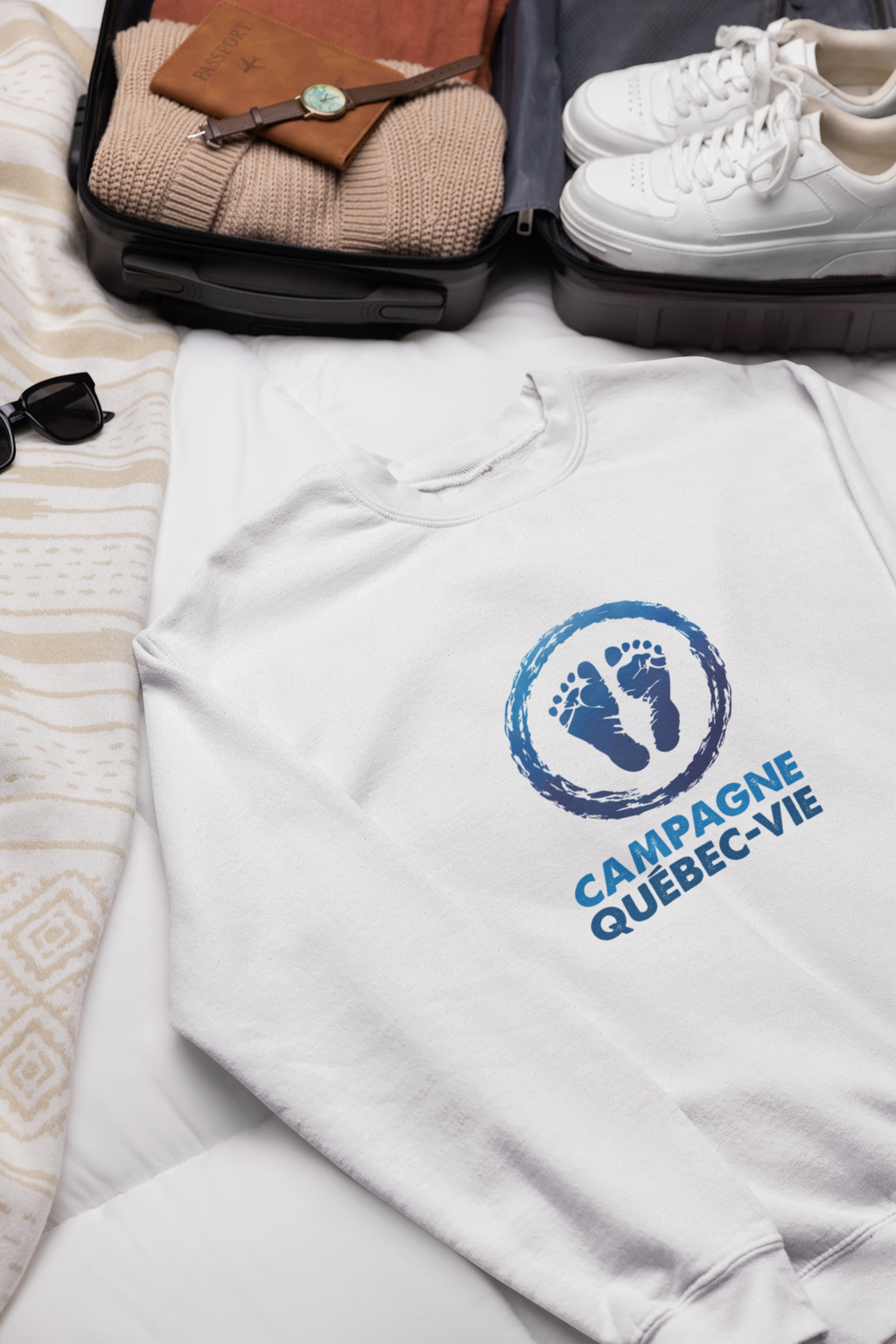 Chandail coton ouaté pro-vie avec logo de Campagne Québec-Vie