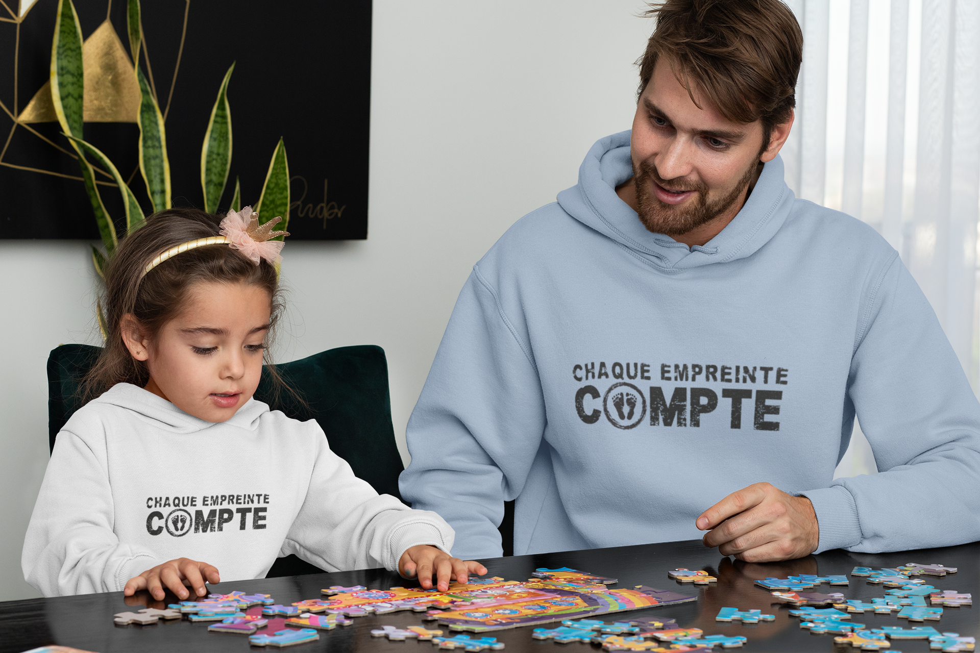 Coton ouaté à capuchon chrétien pro-vie "Chaque empreinte compte", taille adulte