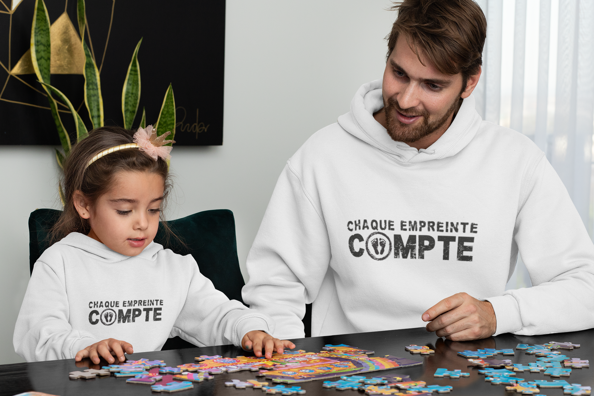 Coton ouaté à capuchon chrétien pro-vie "Chaque empreinte compte", taille adulte