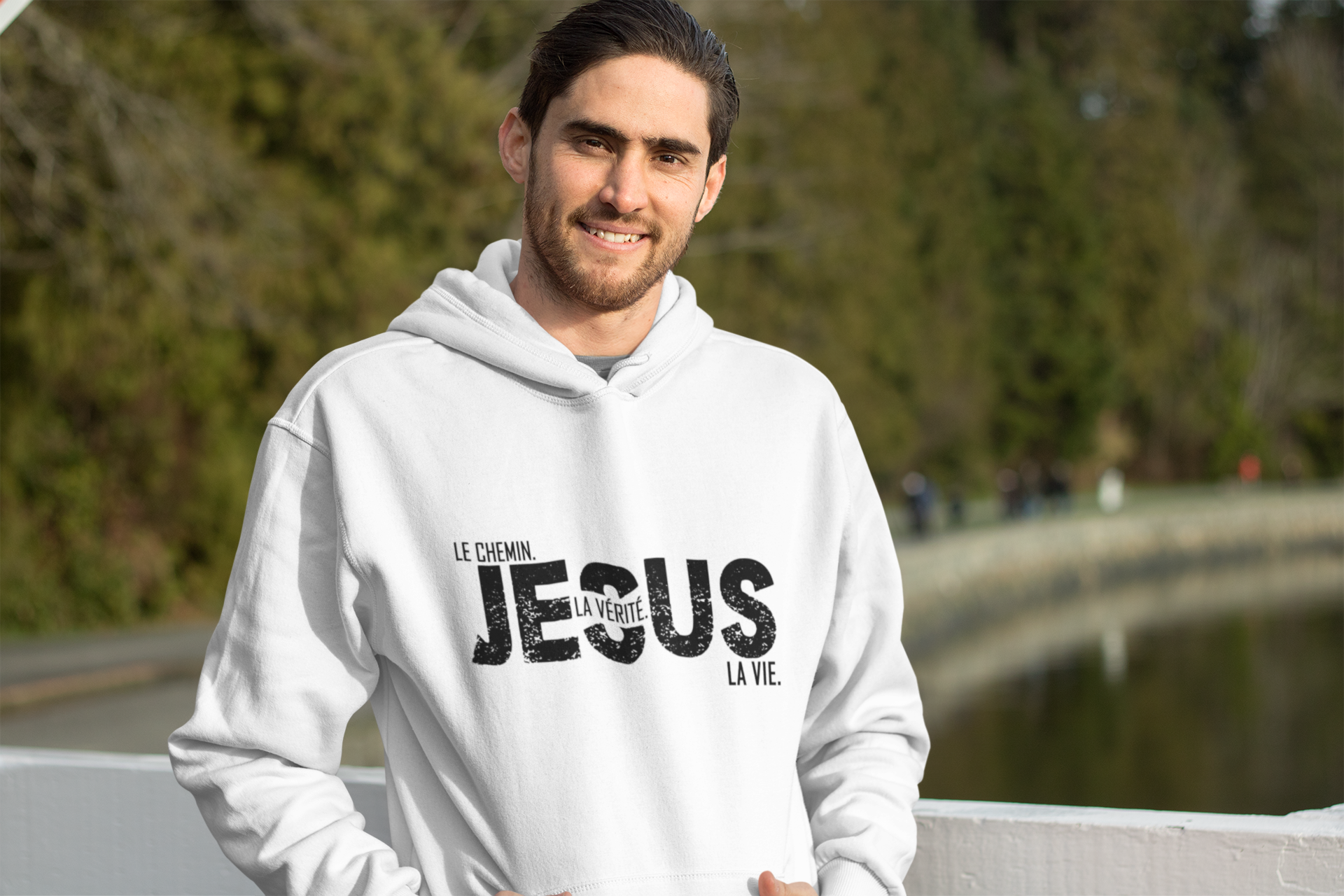 Coton ouaté à capuchon chrétien pro-vie - Jésus - le Chemin - la Vérité - la Vie