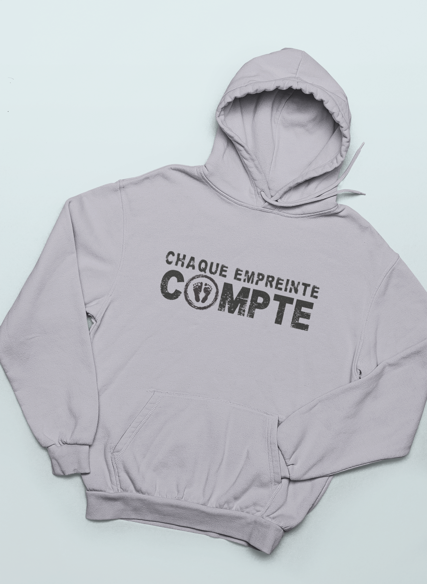 Coton ouaté à capuchon chrétien pro-vie "Chaque empreinte compte", taille adulte