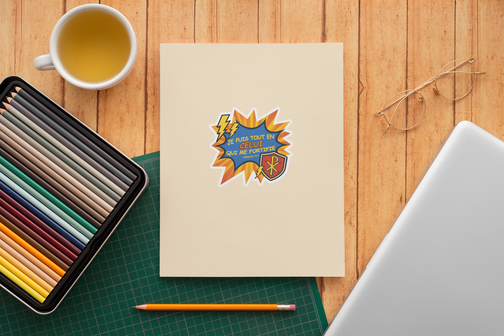 Autocollant chrétien pour enfants inspiré de Philippiens 4:13