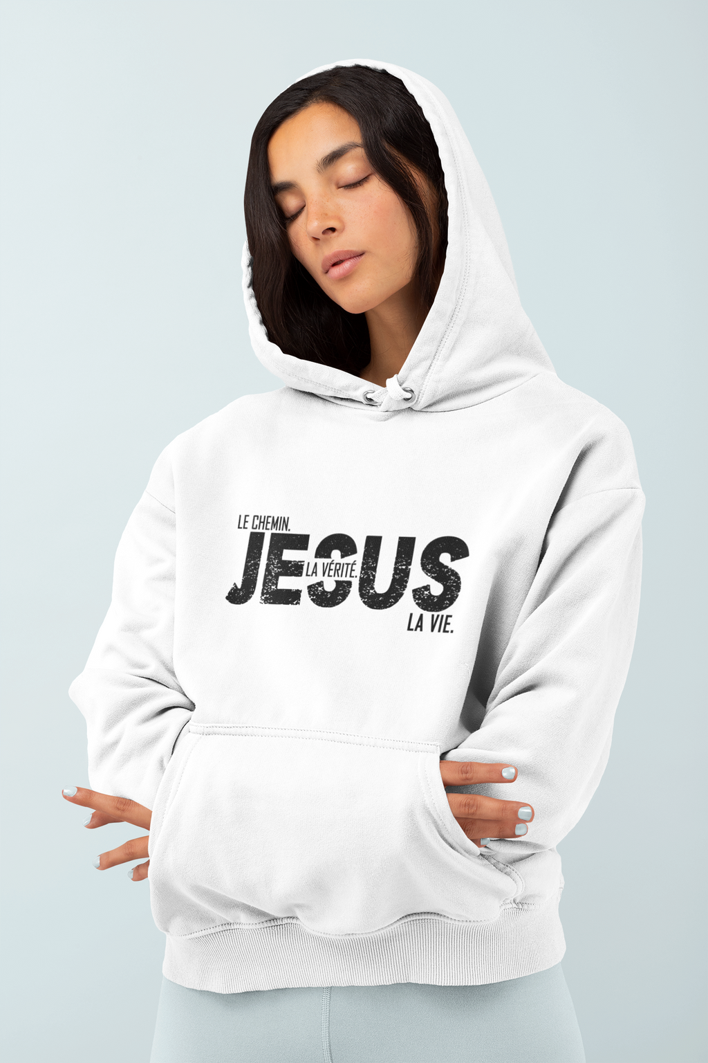Coton ouaté à capuchon chrétien pro-vie - Jésus - le Chemin - la Vérité - la Vie