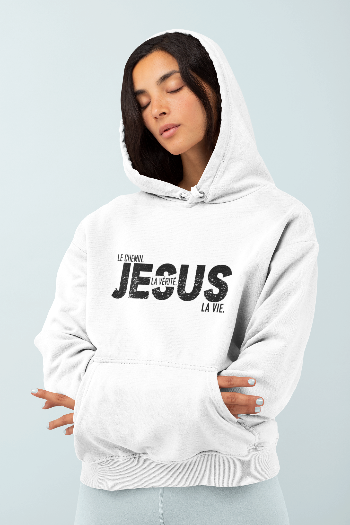 Coton ouaté à capuchon chrétien pro-vie - Jésus - le Chemin - la Vérité - la Vie