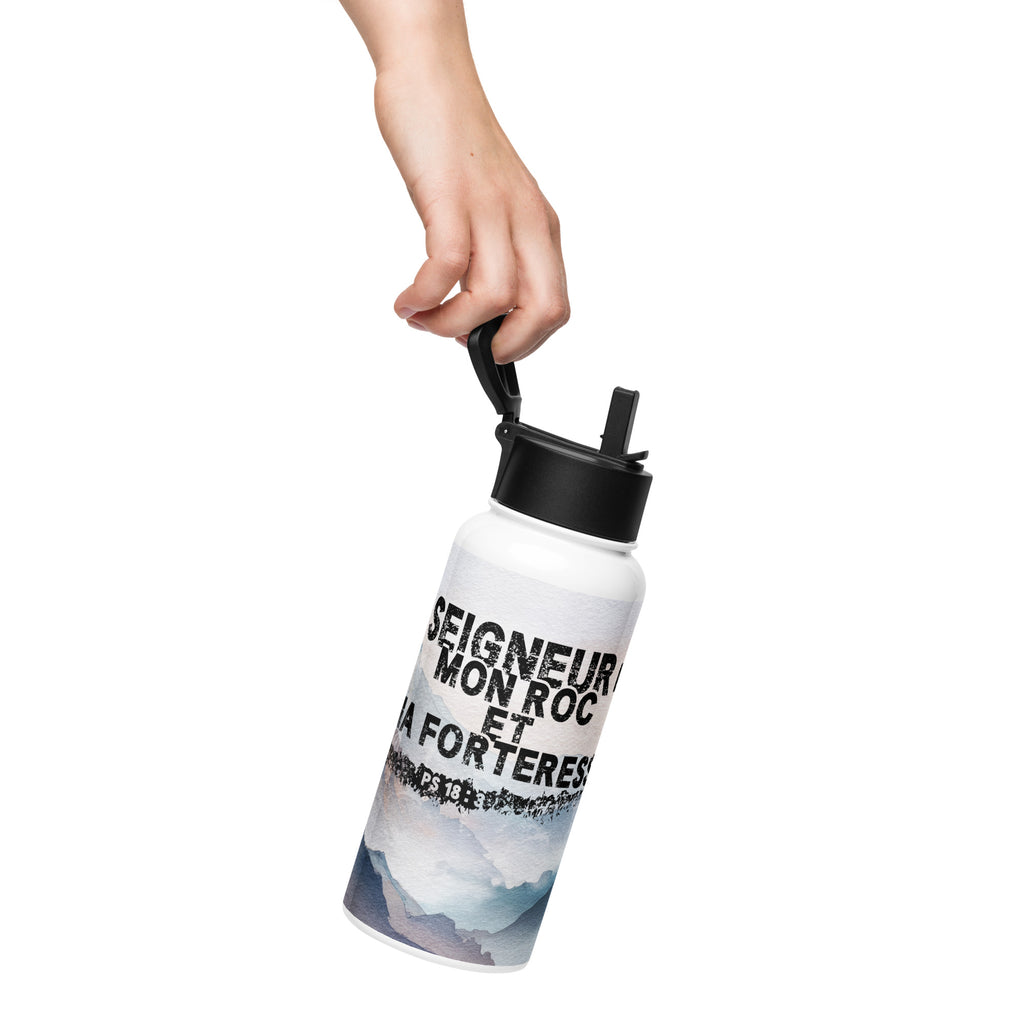Bouteille d’eau chrétienne en acier inoxydable - Psaume 18:3