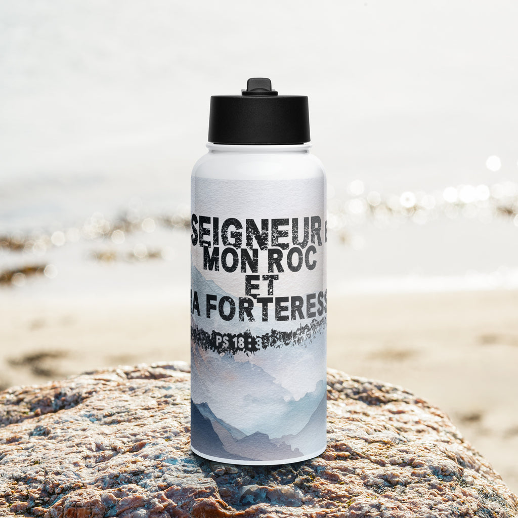 Bouteille d’eau chrétienne en acier inoxydable - Psaume 18:3