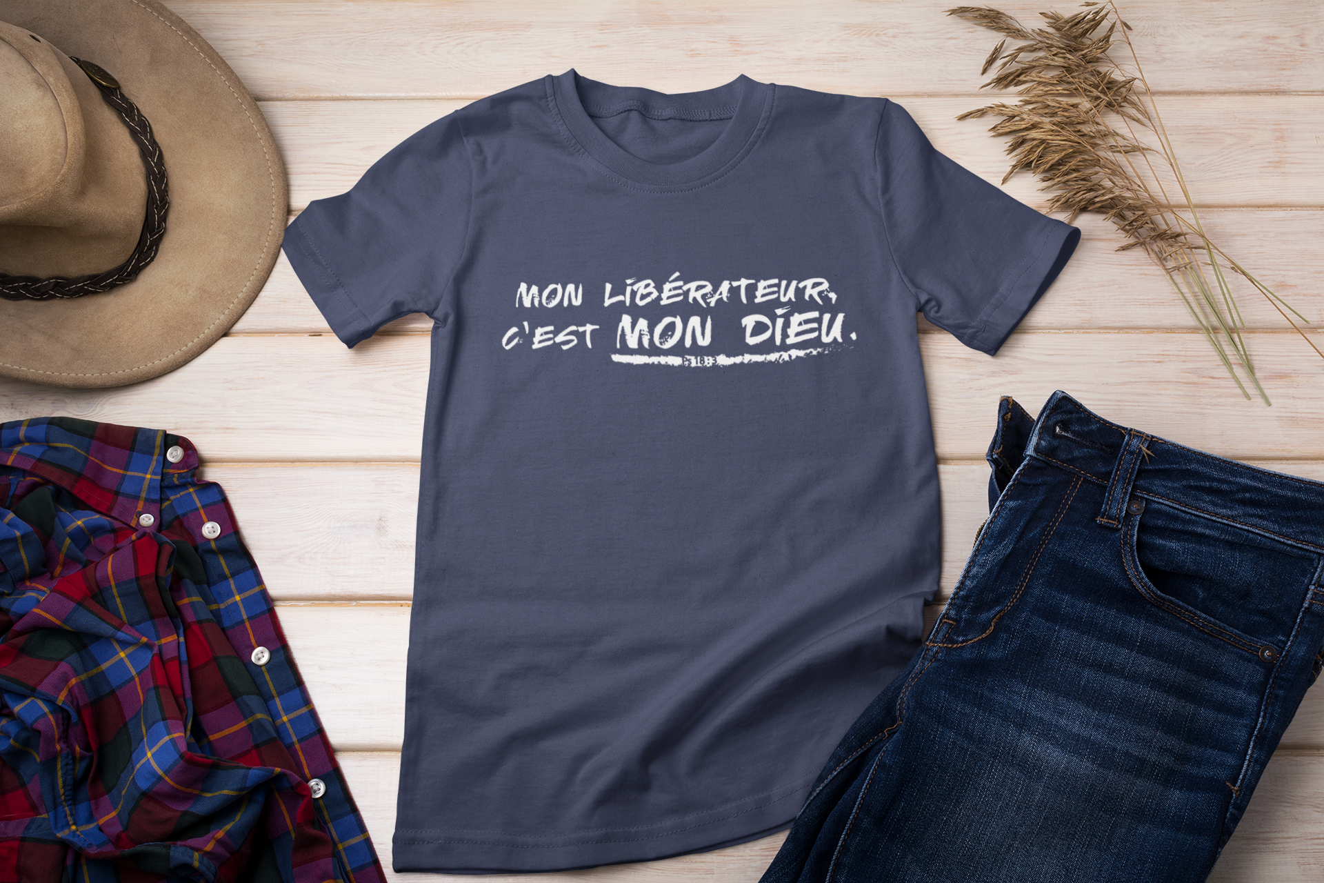T-shirt unisexe « Mon libérateur, c'est mon Dieu », couleurs foncées